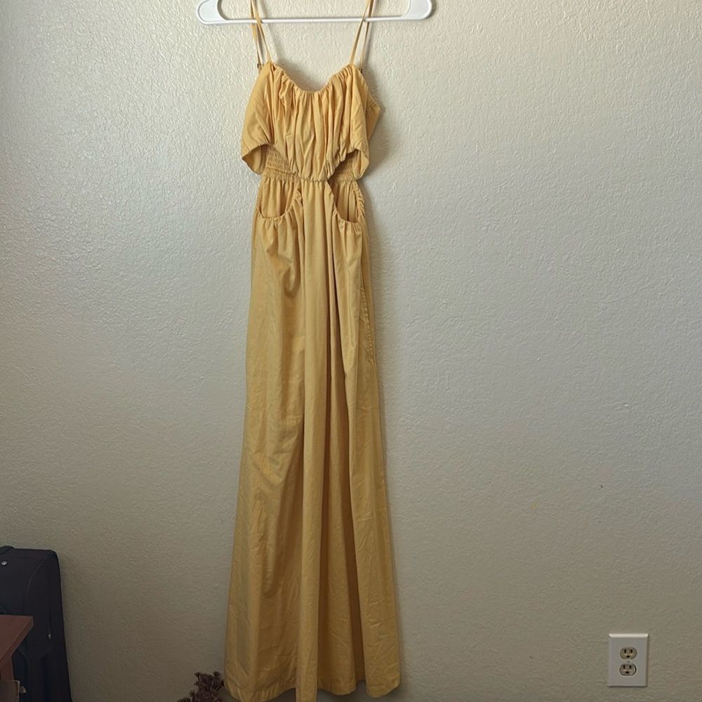 S maxi yellow dress with cutouts